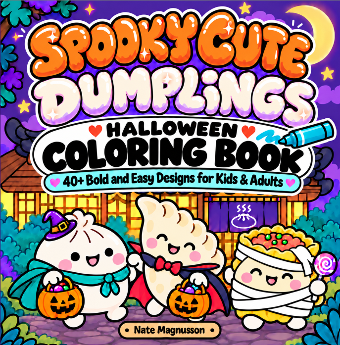 Spooky Cute Dumplings Halloween Coloring Book